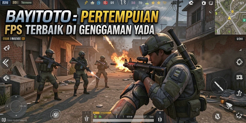 Tangkapan layar utama dari gameplay intens BAYITOTO dengan pertempuran FPS mendebarkan.