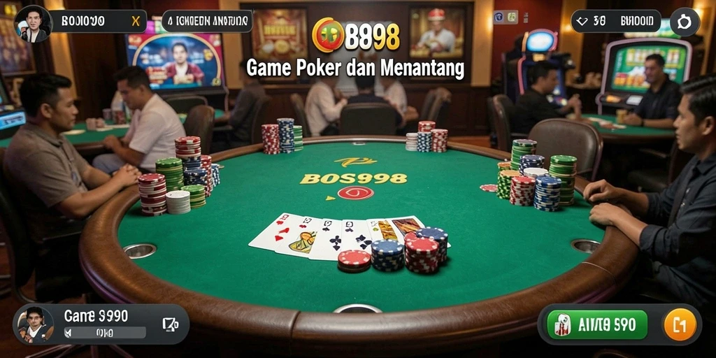 Tampilan menarik gameplay Poker di BOS898 dengan fitur interaksi multiplayer.