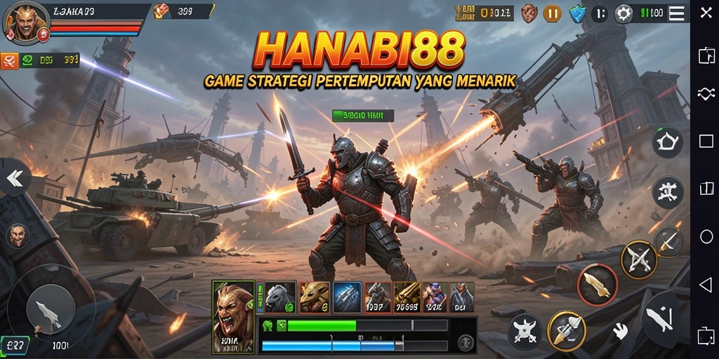 Screenshot gameplay <strong>HANABI88</strong> menunjukkan pertempuran strategis yang intens.