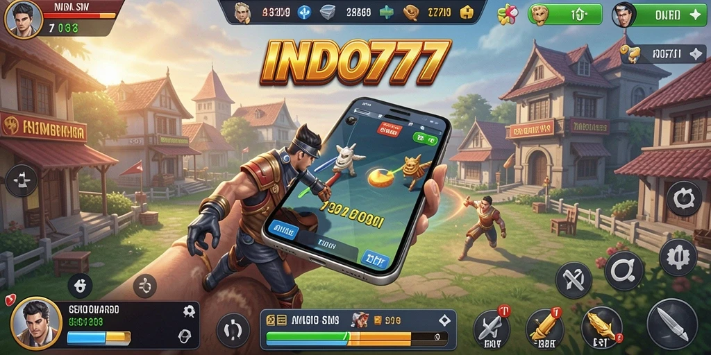 Screenshot gameplay yang menampilkan dunia virtual yang menarik di INDO777.