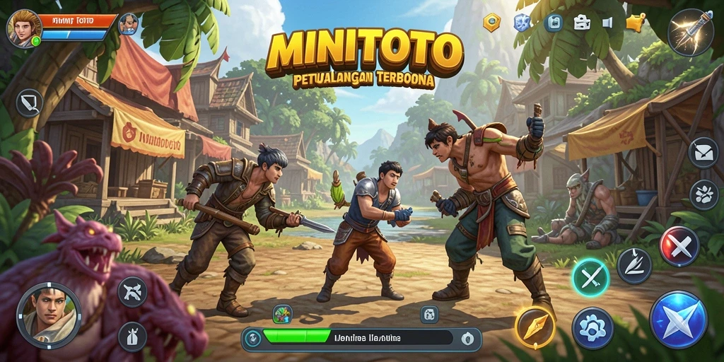 Screenshot gameplay MINITOTO menampilkan eksplorasi dunia terbuka yang luas.