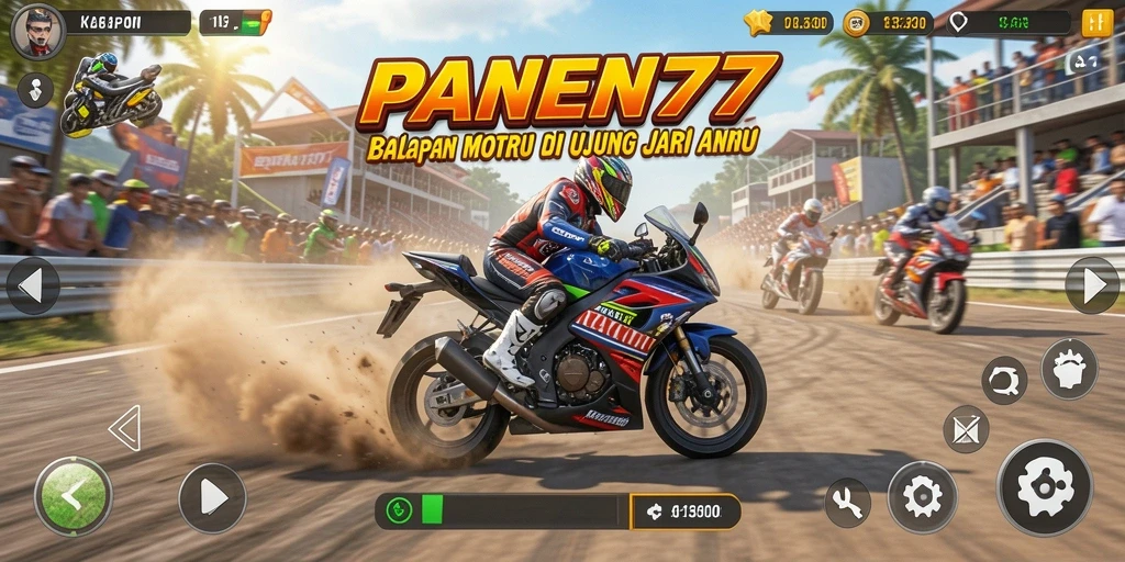Gameplay seru dan menantang dalam PANEN77 dengan motor balap.